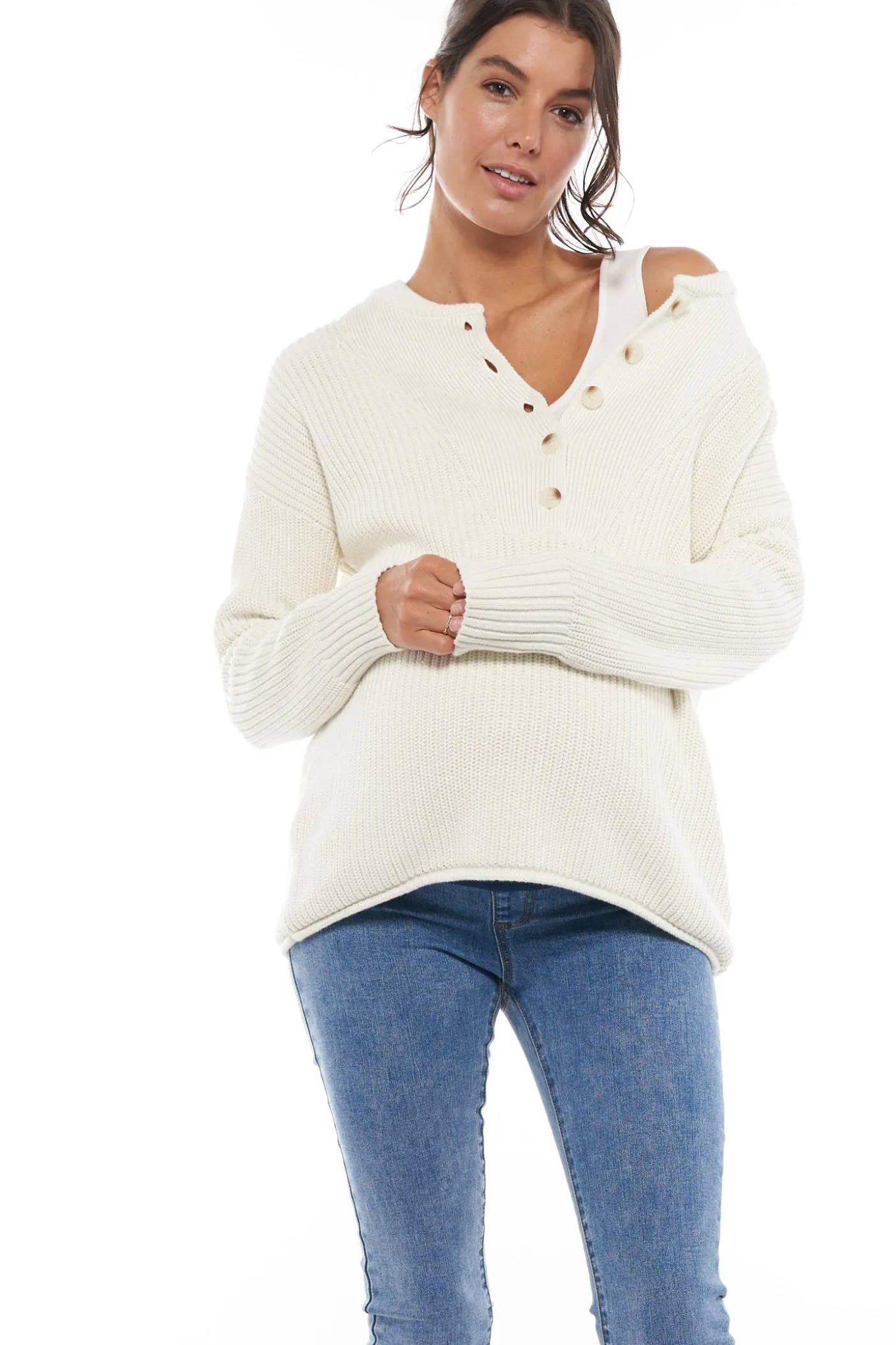 Bound To Be Button Sweater - Ivory