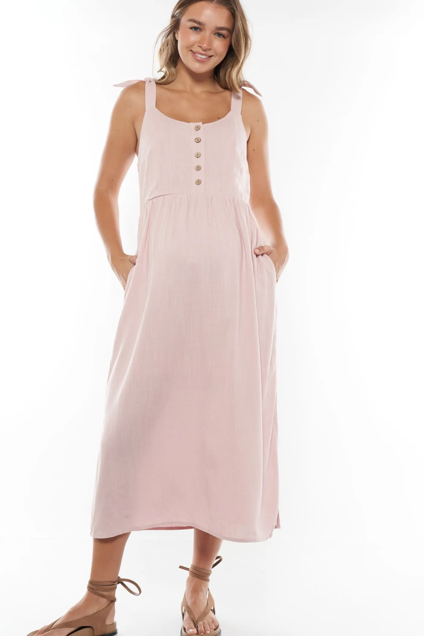 Breeze Along Midi Dress - Blush