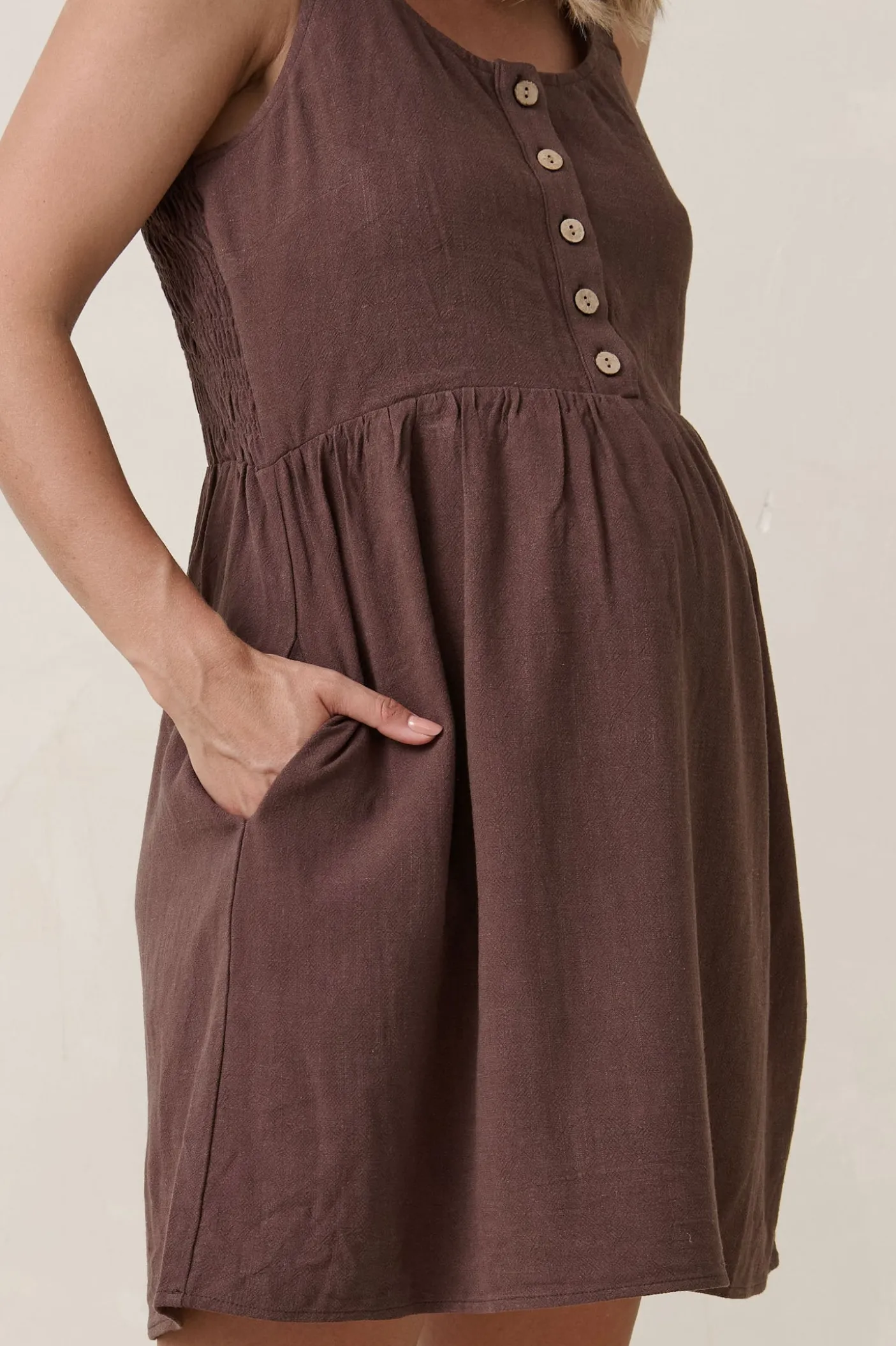 Breeze Along Mini Dress - Chocolate