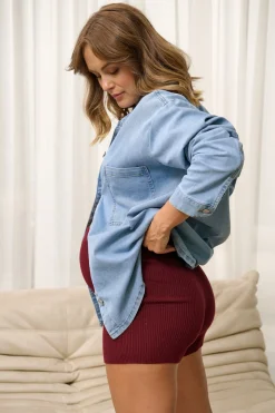 Cloud Nine Knit Short - Burgundy