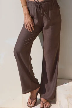 Ease Away Crinkle Pant -Chocolate