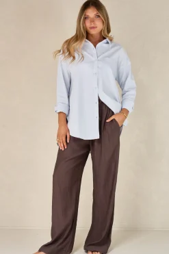 Ease Away Crinkle Pant -Chocolate
