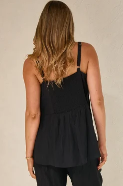 Ease Away Crinkle Top - Black