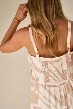 Ease Away Crinkle Top - Neutral Abstract