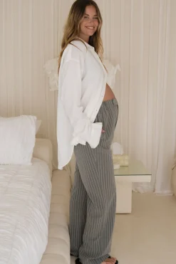 For Tomorrow Tailored Pant - Gry/Wht Stripe