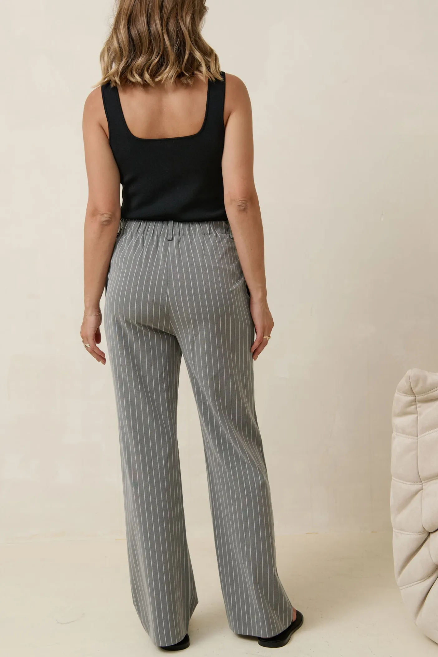 For Tomorrow Tailored Pant - Gry/Wht Stripe