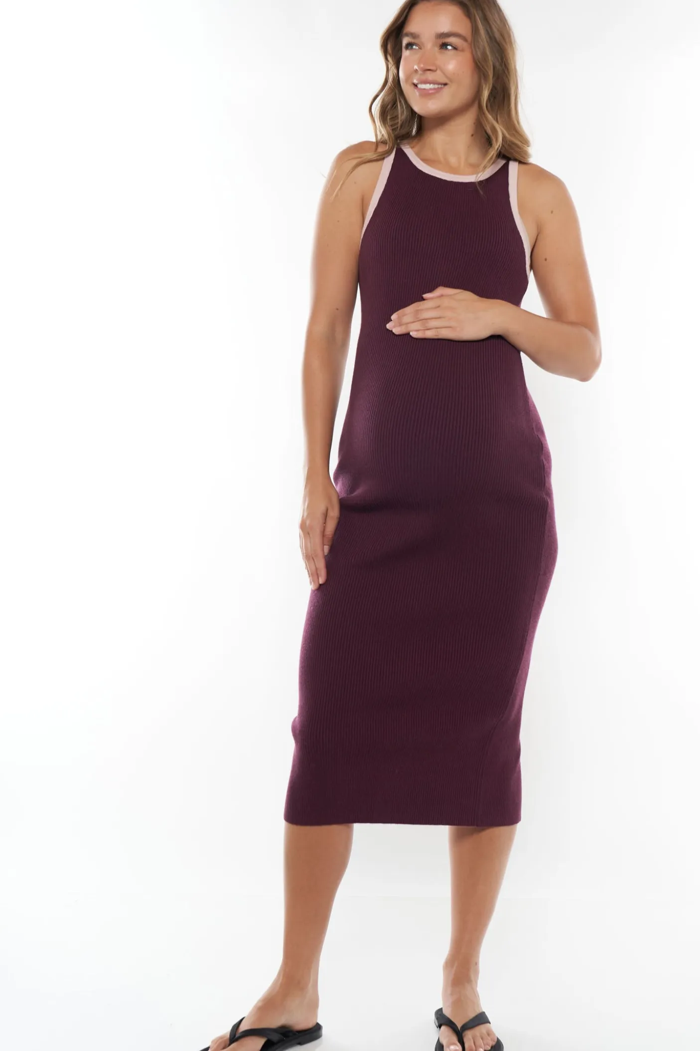 Got The Edge Knit Dress - Burgundy