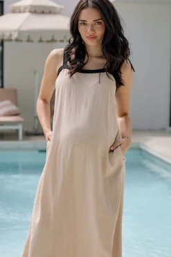 In Contrast Linen Dress*