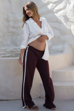 Like This Stripe Trackpant - Burgundy