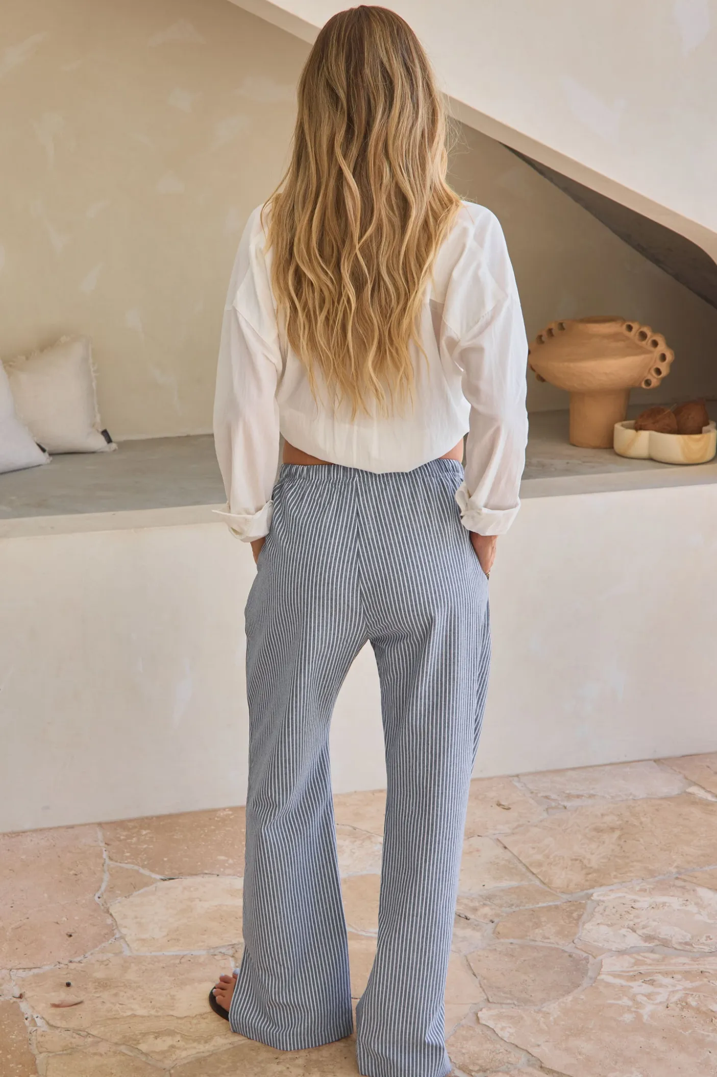 On The Line Pant - Navy Stripe