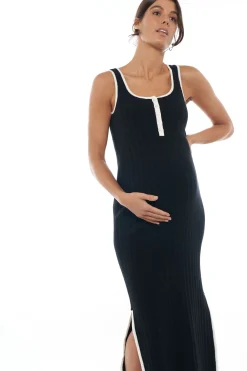 Sunset Column Knit Dress - Black