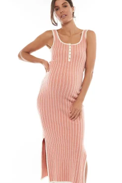 Sunset Column Knit Dress - Orange