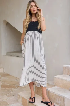 The Happening Nursing Dress - Blk/Stripe