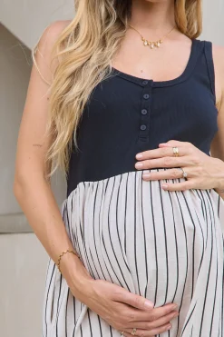 The Happening Nursing Dress - Blk/Stripe