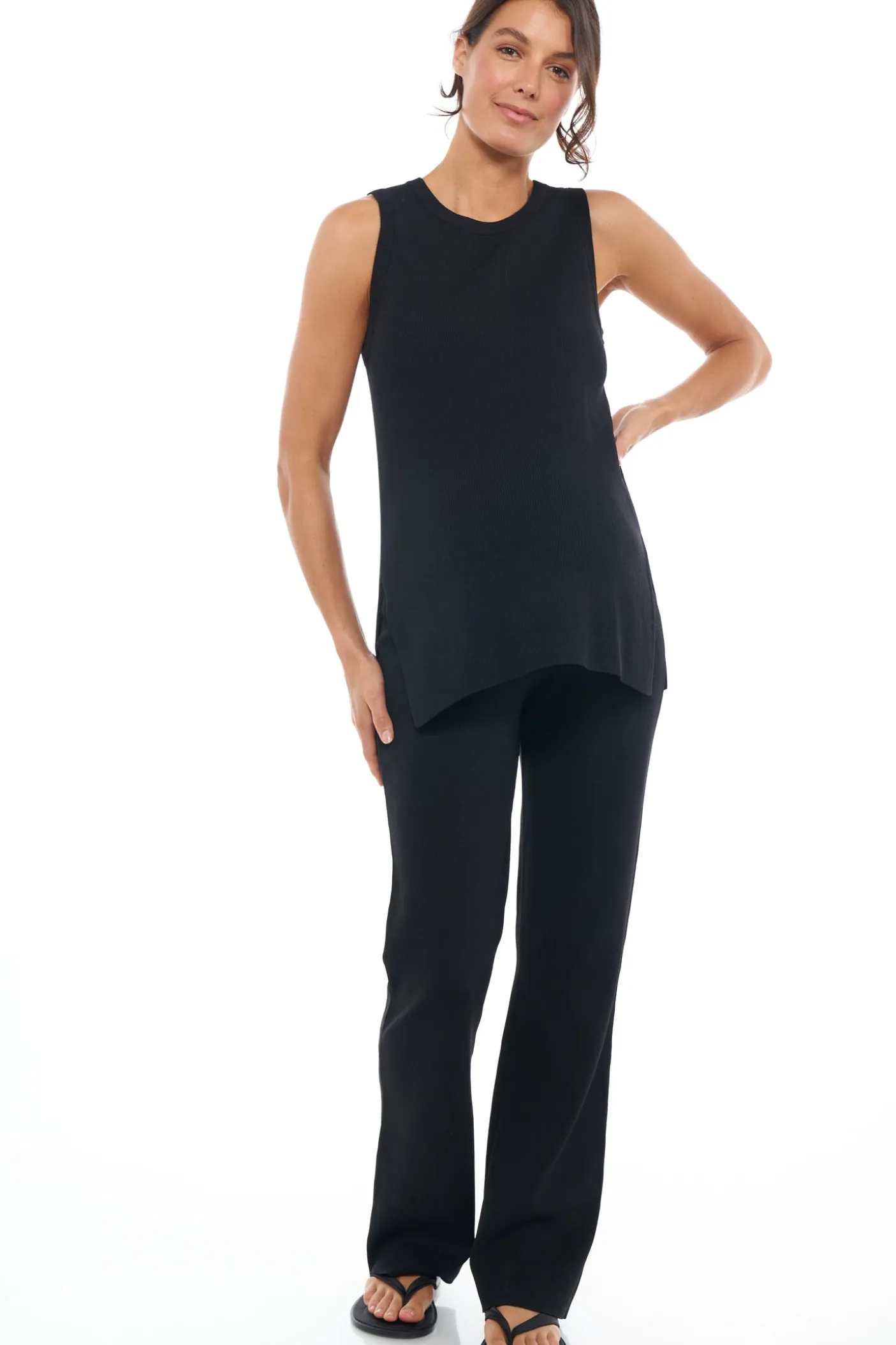 Up And Over Longline Tank - Black